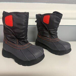 Children's Place Boys Gray/Orange Pull-on Snow Boot Sz 10 Waterproof NWOT